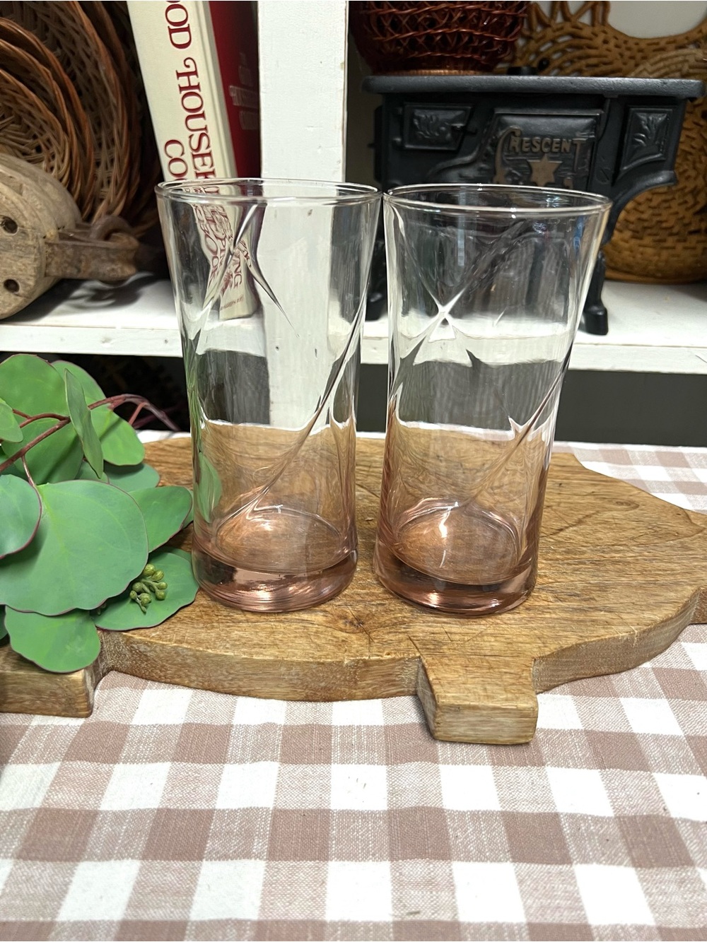 Pink glass tumblers glasses rose replacement grandma core